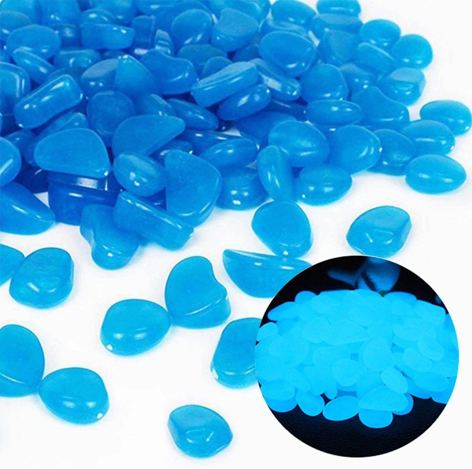 Aquarium Plants Book - Fish Tank Rocks Glow Blue Pebbles