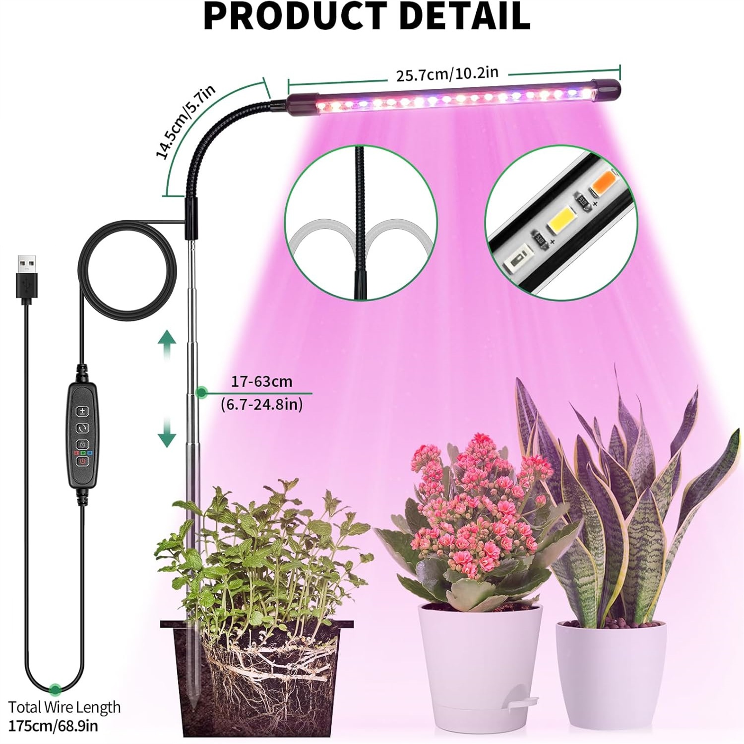 3Colors USB Grow Lamp Plant Fu - Led Planted Tank Light 评论和价格