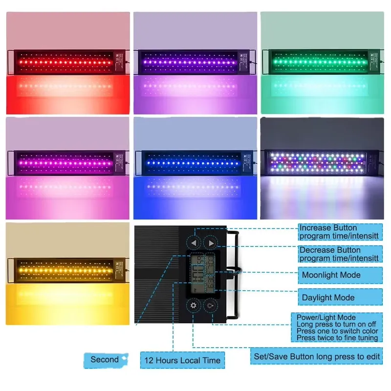 LED Aquarium Light 45cm 24W wi - Planted Aquarium Hours 评论和价格