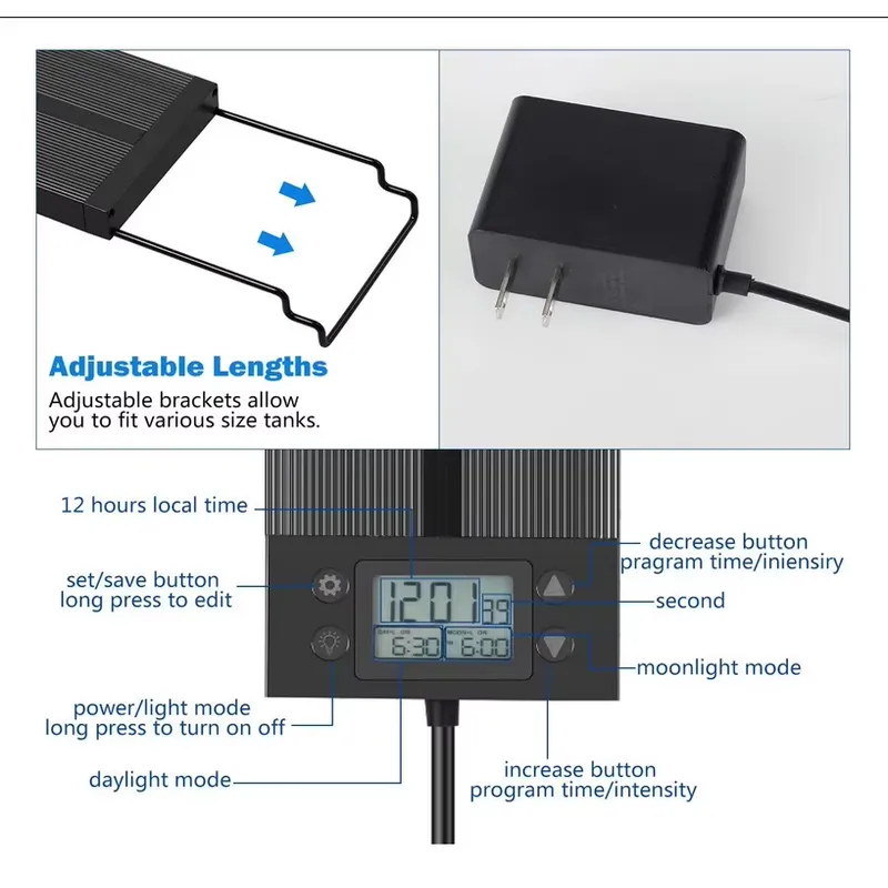 LED Aquarium Light 45cm 24W wi - Planted Aquarium Hours 评论和价格